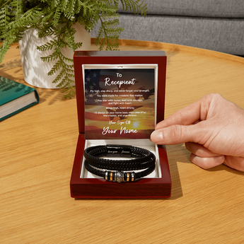 Men's Love You Forever bracelet gift for him with a personalized message card