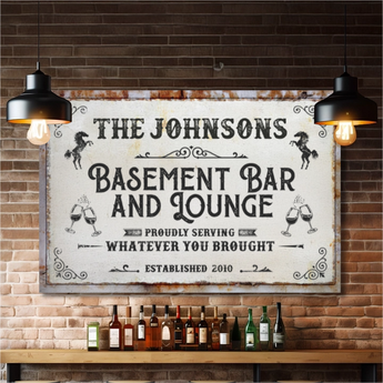 Personalized home bar canvas – custom vintage bar sign wall art