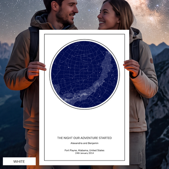 Custom circle star map print, unframed — personalized night sky by date and location, one of four light background colours