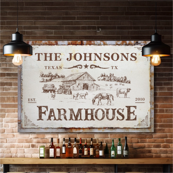 Personalized family name canvas – custom farmhouse wall art