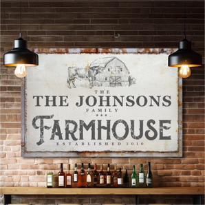 Personalized family name canvas – custom farmhouse wall art