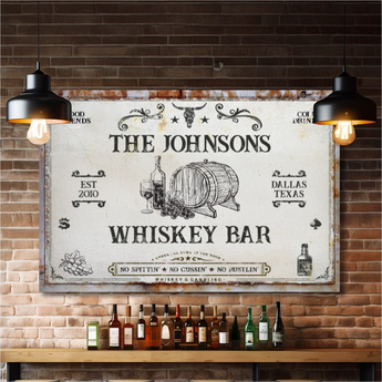 Personalized home bar canvas – custom vintage bar sign wall art