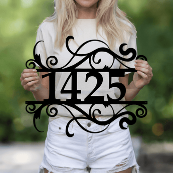 Personalized Elegant Scrollwork Address Metal Sign