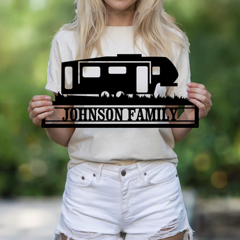 Personalized RV Camper Family Name Metal Sign