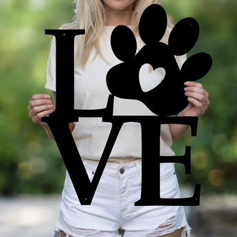 Personalized paw print metal sign - custom pet name wall art