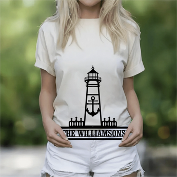 Personalized Lighthouse Family Name Metal Sign