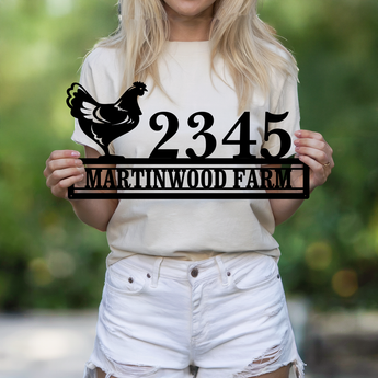 Personalized Hen Address Metal Sign