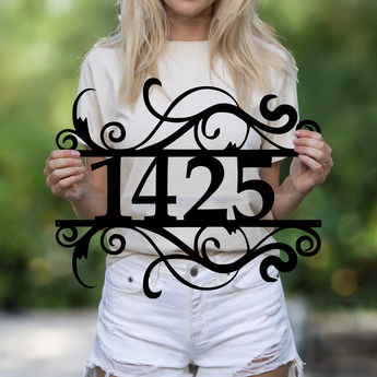 Personalized Elegant Scrollwork Address Metal Sign
