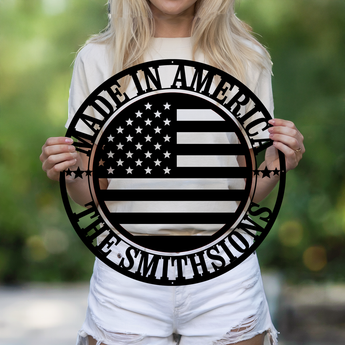 Personalized American Flag Name Metal Sign