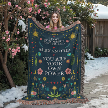 Personalized best friend woven blanket – keepsake gift for birthdays and Christmas