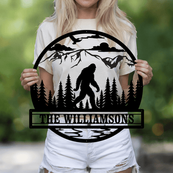 Personalized Bigfoot Family Name Metal Sign