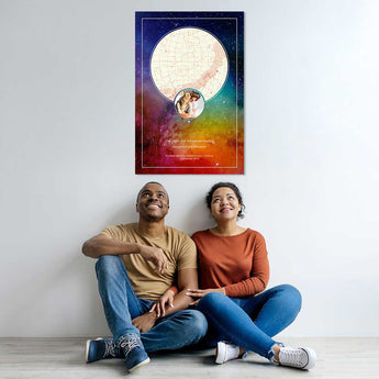 Celestial Lovers Star Map with Photo – custom night sky print featuring your photo