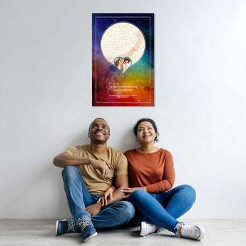 Celestial Lovers Star Map with Photo – custom night sky print featuring your photo