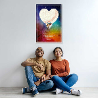 Celestial Lovers Star Map with Photo – framed custom night sky print featuring your photo
