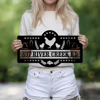 Personalized Poultry Farm Address Metal Sign