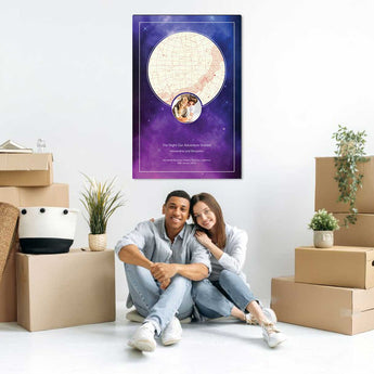 Cosmic Romance Star Map with Photo – custom night sky print featuring your photo
