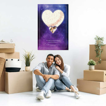 Cosmic Romance Star Map with Photo – custom night sky print featuring your photo