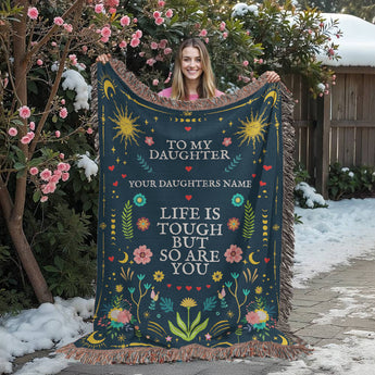 Personalized daughter woven blanket – keepsake gift for birthdays and Christmas