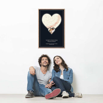 Eternal Midnight Star Map with Photo – framed custom night sky print featuring your photo