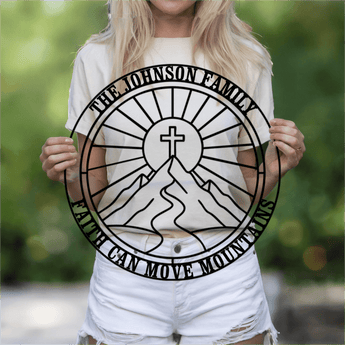 Personalized Faith Can Move Mountains Metal Sign