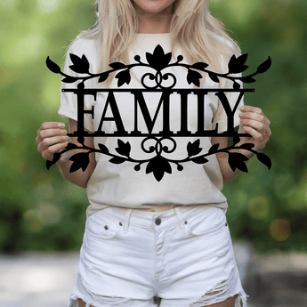 Family metal sign - floral farmhouse die-cut wall decor