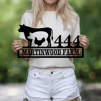 Personalized Farm Animals Address Metal Sign