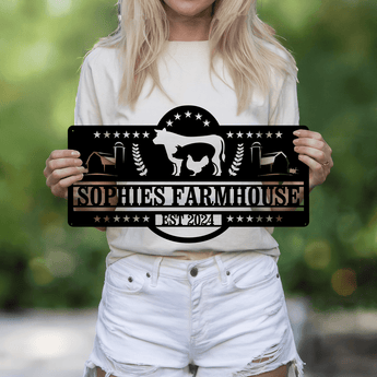 Personalized Farmhouse Farm Name Metal Sign