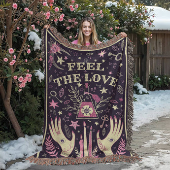Witchy mystical woven blanket โ celestial gothic keepsake throw