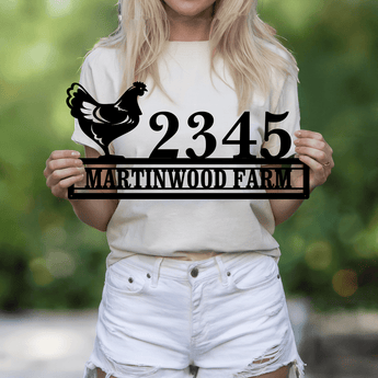 Personalized Hen Address Metal Sign