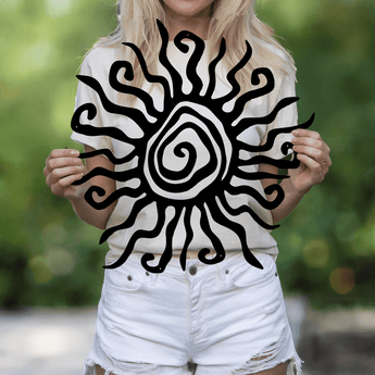 Boho hippie sun metal sign - die-cut bohemian celestial wall decor