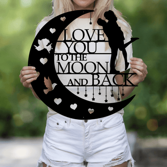I Love You to the Moon and Back personalized metal sign - romantic couples wall art