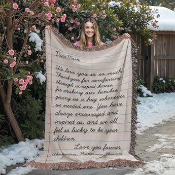 Personalized handwritten letter woven blanket with your own message โ keepsake throw