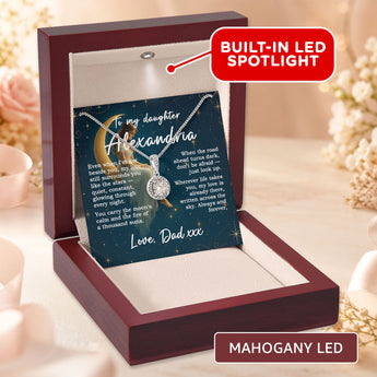 Eternal Hope necklace gift for daughter โ personalized keepsake shown in a mahogany LED gift box