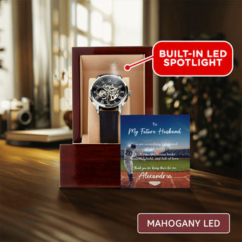 Openwork Watch Gift for Him – personalized jewelry gift with heartfelt message card