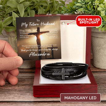 Cross Bracelet Gift for Him – personalized jewelry gift with heartfelt message card