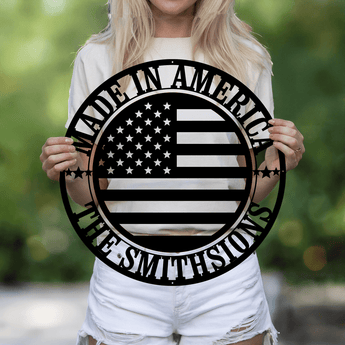 Personalized American Flag Name Metal Sign