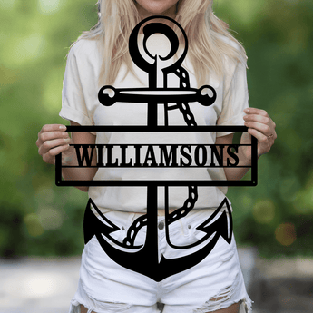 Personalized Anchor Family Name Metal Sign