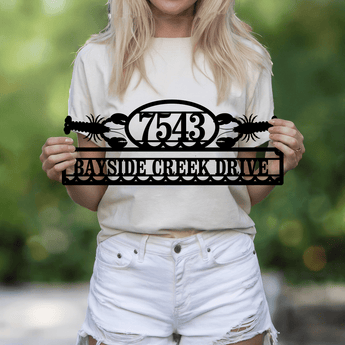 Personalized Crawfish Address Metal Sign