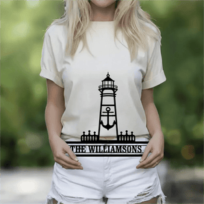 Personalized Lighthouse Family Name Metal Sign