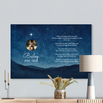 Personalized pet memorial canvas with your pet's photo, name and message - dog or cat loss remembrance keepsake