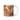 Right side of a personalized family Christmas mug with the family and pet as knitted-onesie cartoon characters wrapped around the mug
