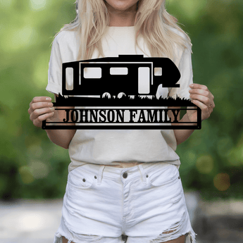 Personalized RV Camper Family Name Metal Sign