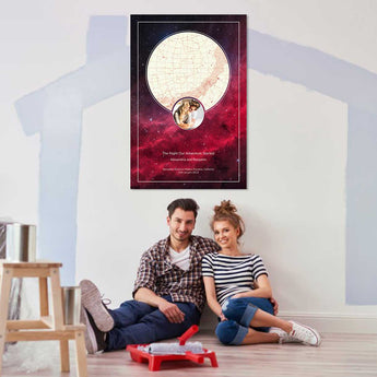 Stardust Passion Star Map with Photo – custom night sky print featuring your photo