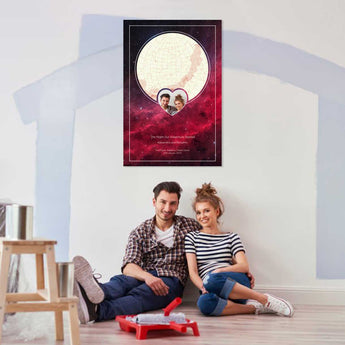 Stardust Passion Star Map with Photo – custom night sky print featuring your photo