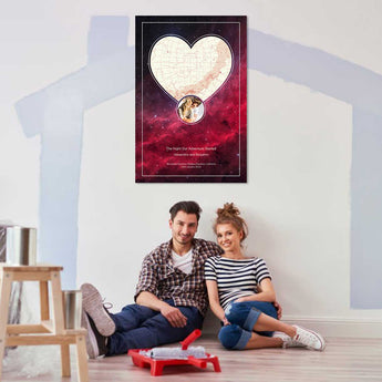 Stardust Passion Star Map with Photo – custom night sky print featuring your photo