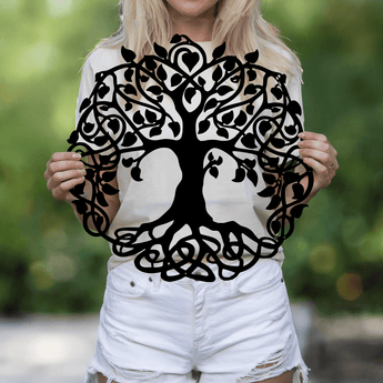 Tree of Life metal sign - die-cut nature family wall decor