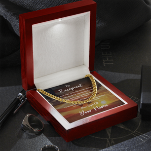 Men's Cuban link chain gift for him with a personalized message card