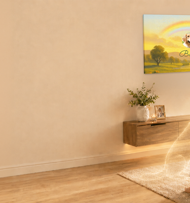 Living room with a family gathered around a coffee table, watching TV on a wall-mounted screen.