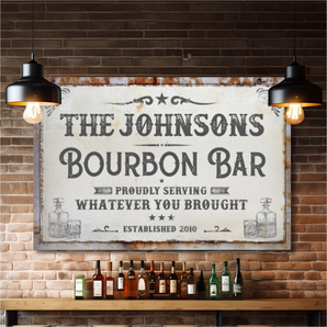 Personalized home bar canvas – custom vintage bar sign wall art