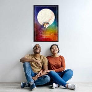 Celestial Lovers Star Map with Photo – framed custom night sky print featuring your photo
